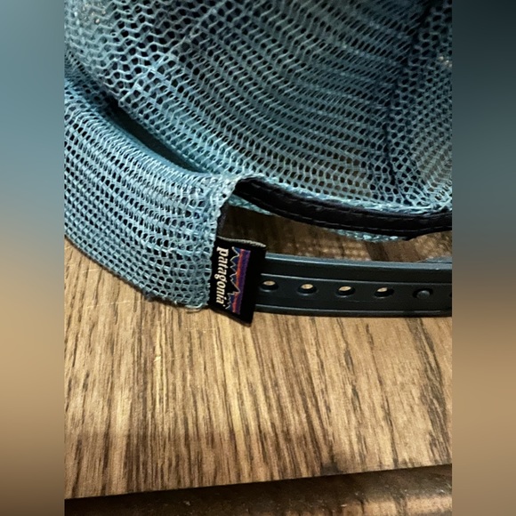 Patagonia "Live Simply Mountain Tops" Trucker  Hat - Gray/Light Blue - Rare - Picture 3 of 3